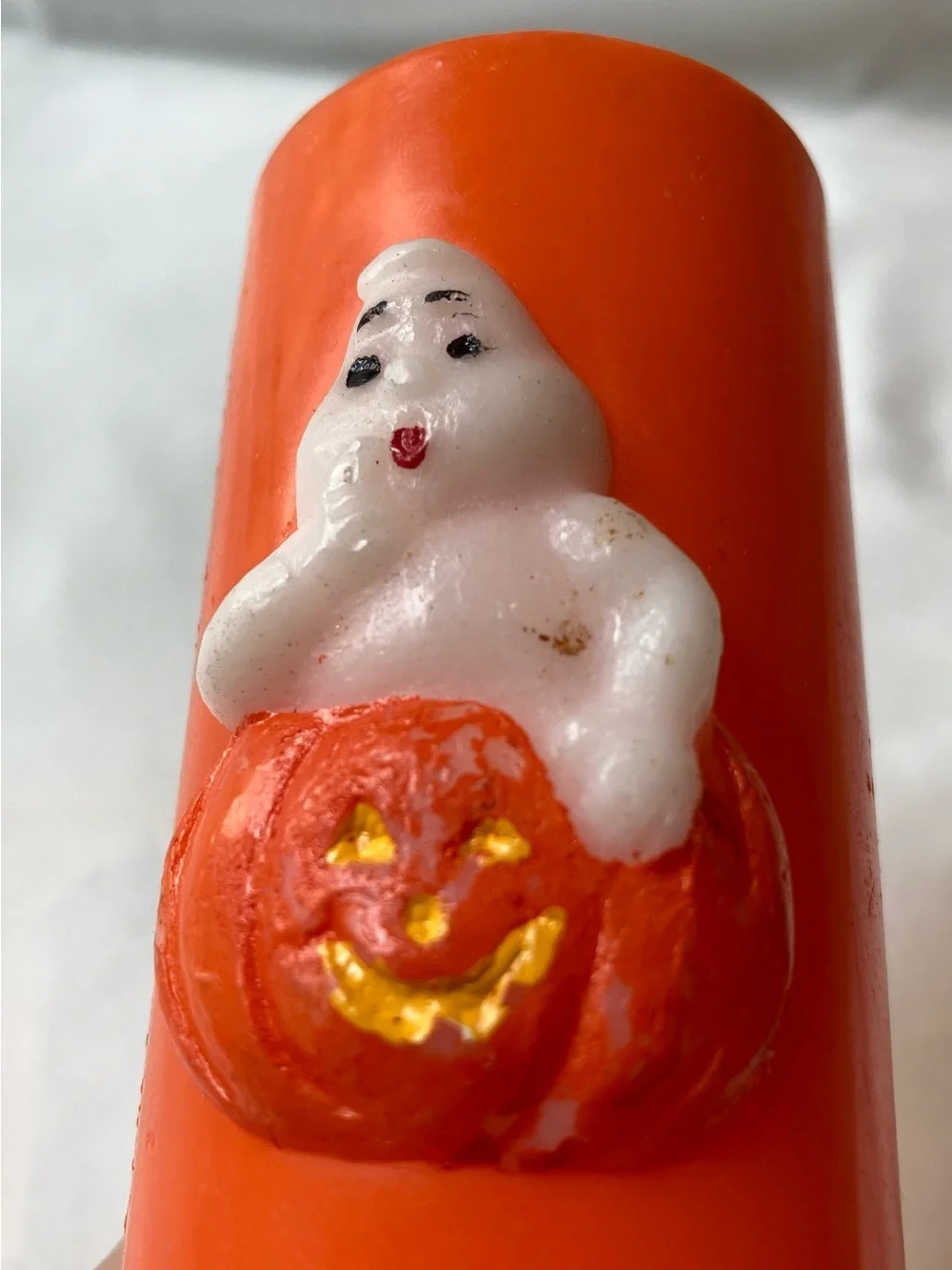 Vintage Halloween Candle Unburned Ghost Pumpkin Designs 80s 90s Decor Spooky VTG